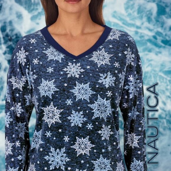 Nautica | 2 Piece Cozy Fleece Pajama Sleepwear Set | Blue | NWT - Picture 4 of 5